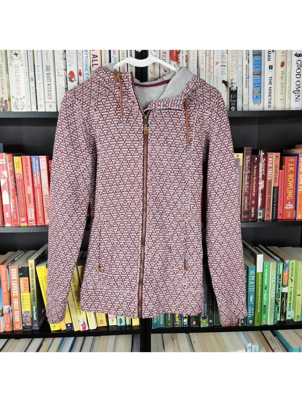 Roxy Women's Red and White Patterned Teddy Jacket XS